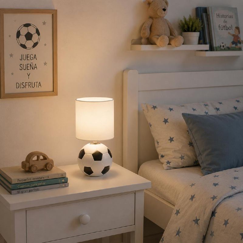 Lámpara de Mesa Decorativa Diseño de Fútbol con Pantalla Blanca