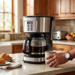 Cafetera Digital por Goteo de 1.5 L Color Plateado con Negro