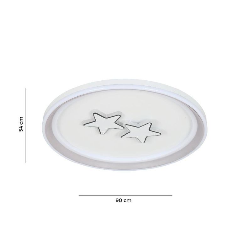 Plafón Led CCT Redondo con Diseño de Estrellas Gris