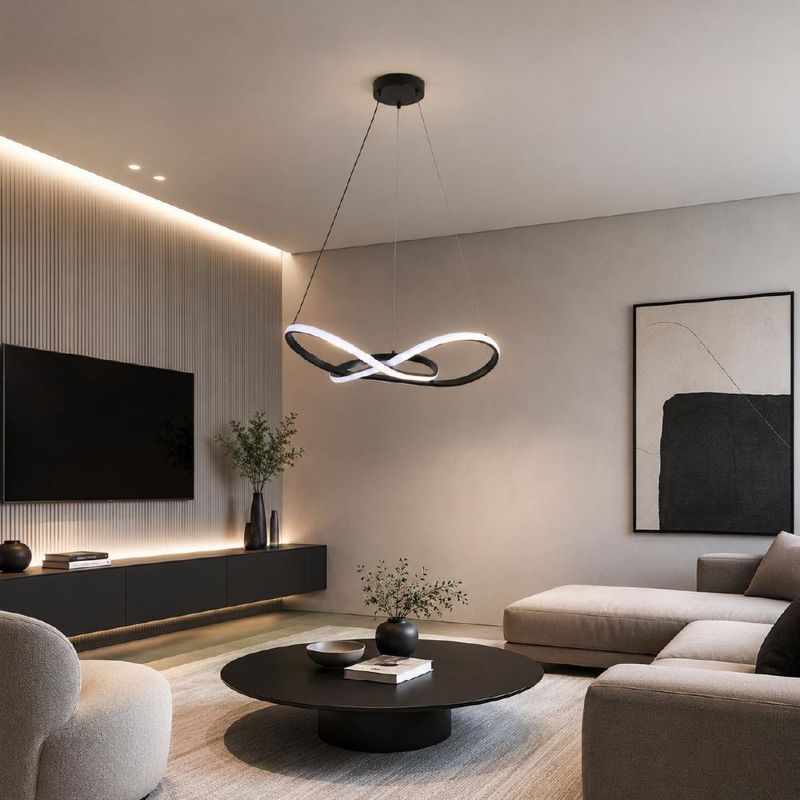 Lámpara de Colgar LED CCT Diseño Tipo Nudo Color Negro