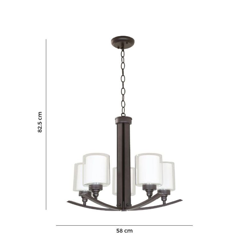 Lámpara de Colgar Color Chocolate de 5 Luces con Pantallas Cilíndricas de 40 W