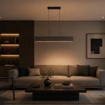 Lámpara de Colgar Lineal Tipo Madera Luz Cálida