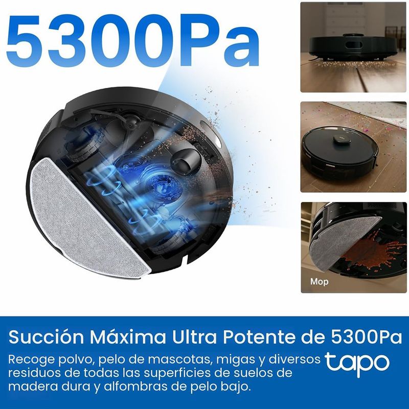 Robot Aspirador Tapo RV30 Max Plus con Estación de Vaciado Automático en Color Negro