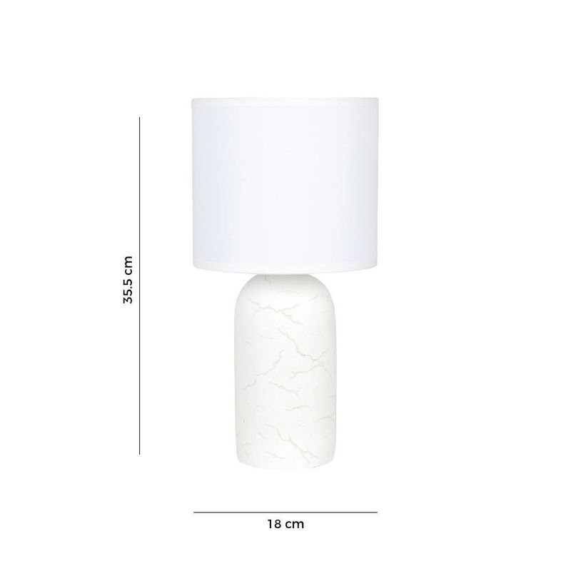 Lámpara de Mesa con Base Tipo Concreto Blanco y Pantalla de Tela