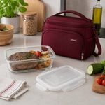 Recipiente Rectangular de Vidrio Borosilicato con Tapa Hermética de 850 mL Transparente
