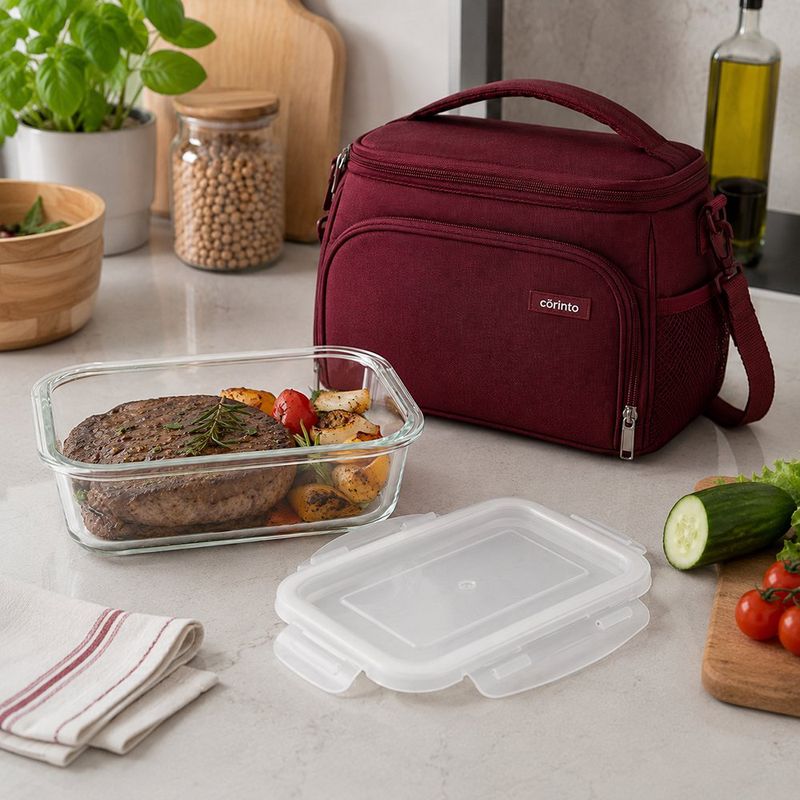 Recipiente Rectangular de Vidrio Borosilicato con Tapa Hermética de 850 mL Transparente