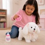 Peluche de Cachorro Interactivo Camina Conmigo Blanco con Correa