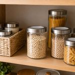 Frasco de Vidrio Apilable con Tapa Hermética para Alimentos de 1250 mL Transparente