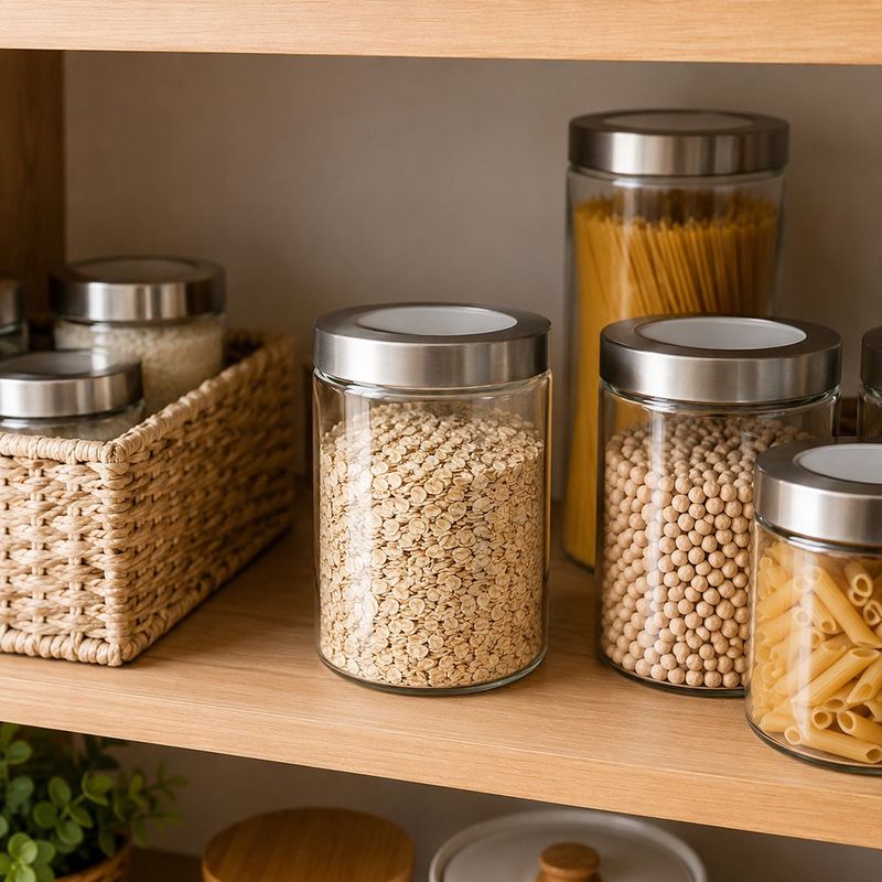 Frasco de Vidrio Apilable con Tapa Hermética para Alimentos de 1250 mL Transparente