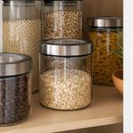 Frasco de Vidrio Apilable con Tapa Hermética para Alimentos de 900 mL Transparente