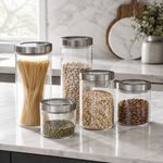 Frasco de Vidrio Apilable con Tapa Hermética para Alimentos de 900 mL Transparente