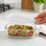Recipiente Rectangular de Vidrio Borosilicato con Tapa Hermética de 350 mL Transparente
