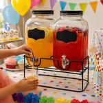 Set de 2 Dispensadores Refresqueros de Vidrio 2 L con Base Metálica