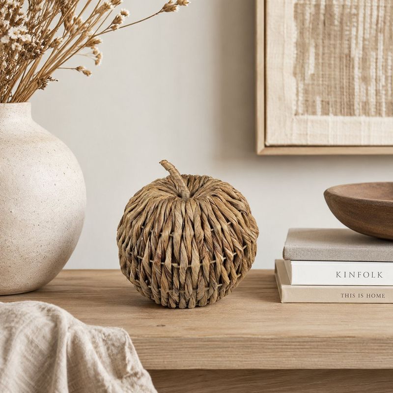 Manzana Decorativa Rústica de Fibra Natural Tejida