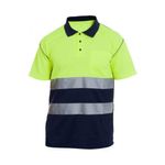 Polo Reflectiva de Alta Visibilidad Manga Corta Amarillo y Azul Marino