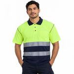 Polo Reflectiva de Alta Visibilidad Manga Corta Amarillo y Azul Marino