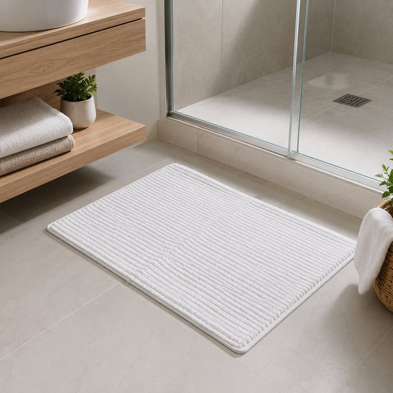 Alfombra de Baño Diseño Texturizado 50 x 80 cm Color Blanco Perla