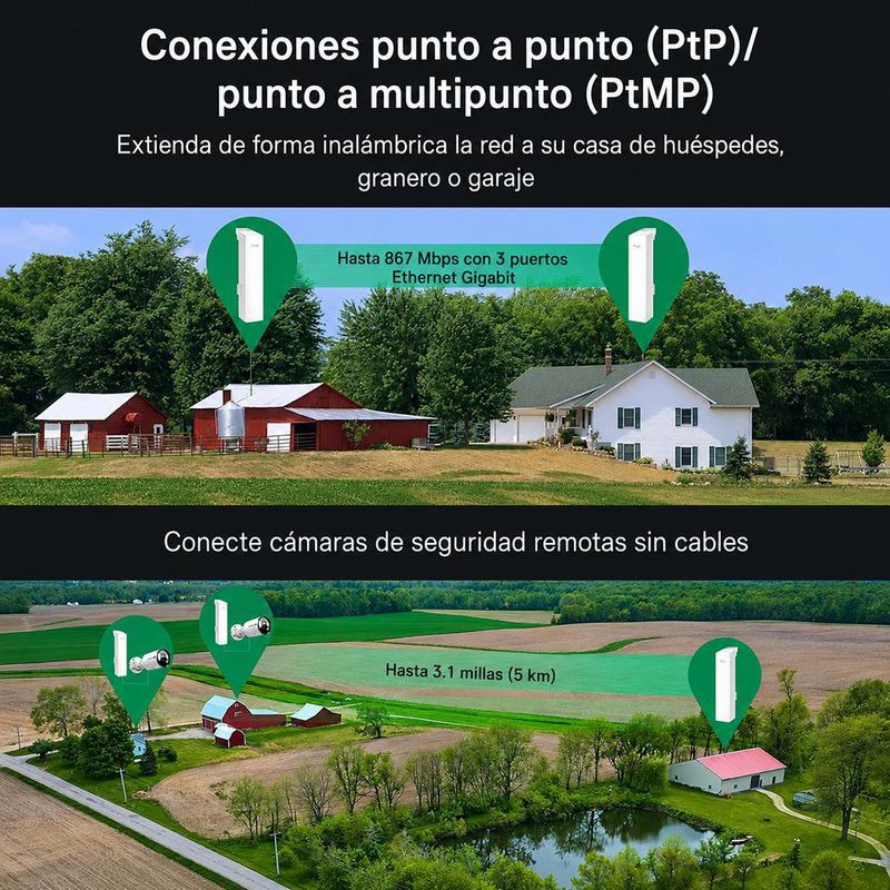 Kit Puente Inalámbrico Omada EAP215-Bridge AC1200 para Exterior con PoE IP65