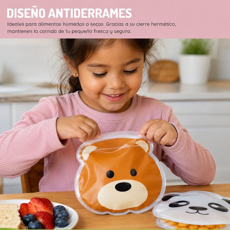 Set de Bolsas Reutilizables para Snacks con Diseño de Animales 6 Unidades
