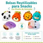 Set de Bolsas Reutilizables para Snacks con Diseño de Animales 6 Unidades