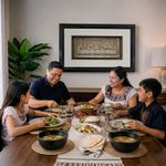 Cuadro Santa Cena Estilo Yeso con Vidrio para Sala y Dormitorio Marco Negro de 35x55 Cm