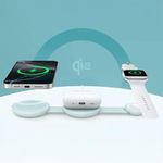 Estación de Carga Inalámbrica MagGo 3 en 1 Qi2 para iPhone, Apple Watch y AirPods en Color Verde Pastel