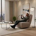 Sillón Reclinable Color Taupe con Soporte para Teléfono 82 x 95 x 96 Cm
