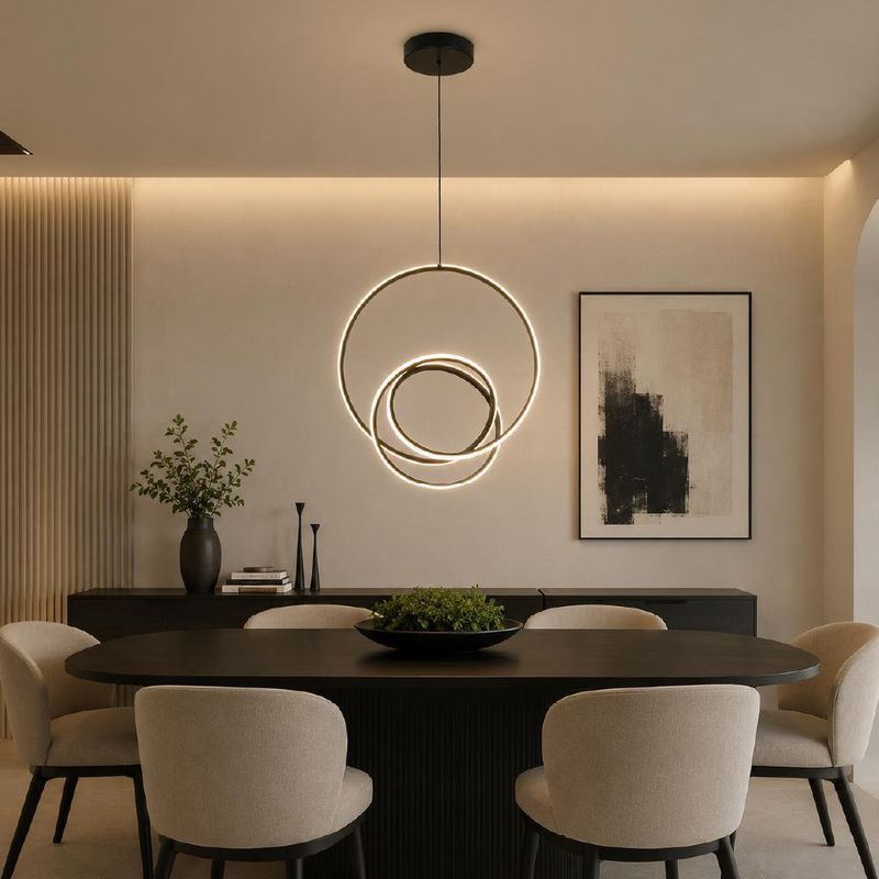 Lámpara LED Colgante de Aros Color Negro de 36 W