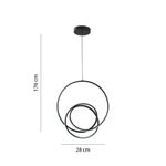 Lámpara LED Colgante de Aros Color Negro de 36 W