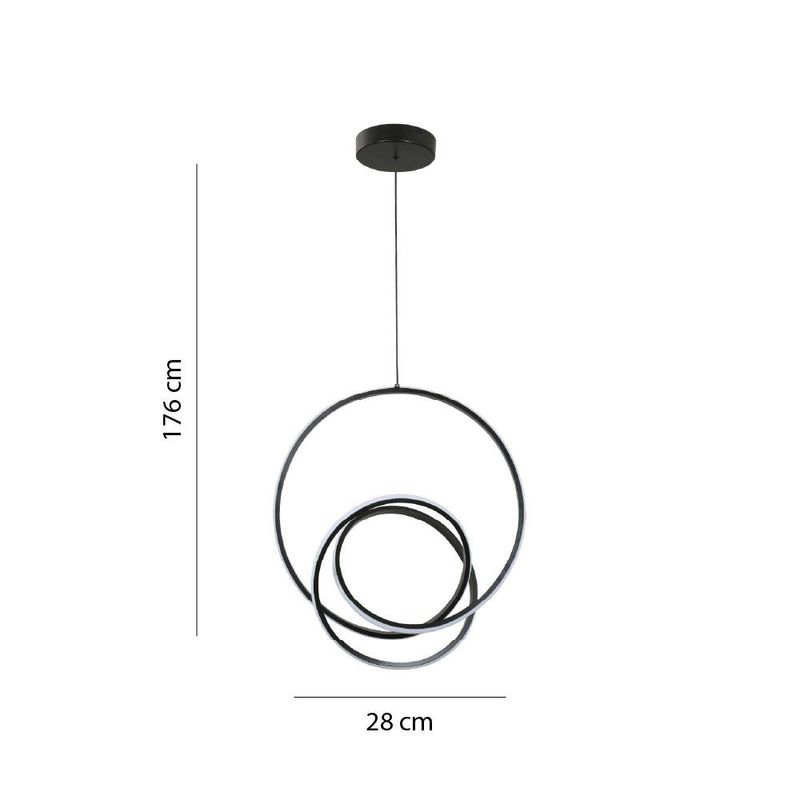Lámpara LED Colgante de Aros Color Negro de 36 W