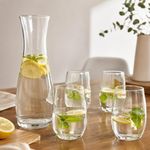 Set de Vidrio con Jarra de 1.4 L y 4 Vasos Altos de 13.2 Oz Transparente