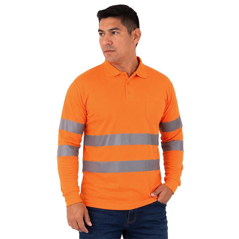Polo Reflectiva Naranja Manga Larga de Alta Visibilidad