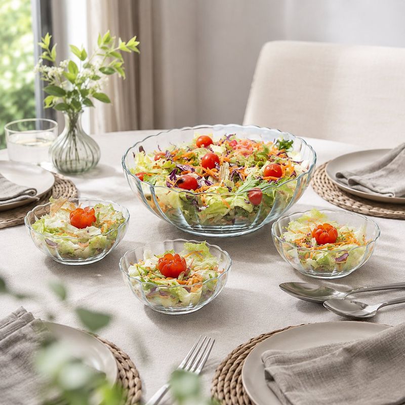 Set de Ensaladeras de Vidrio Transparente 5 Piezas