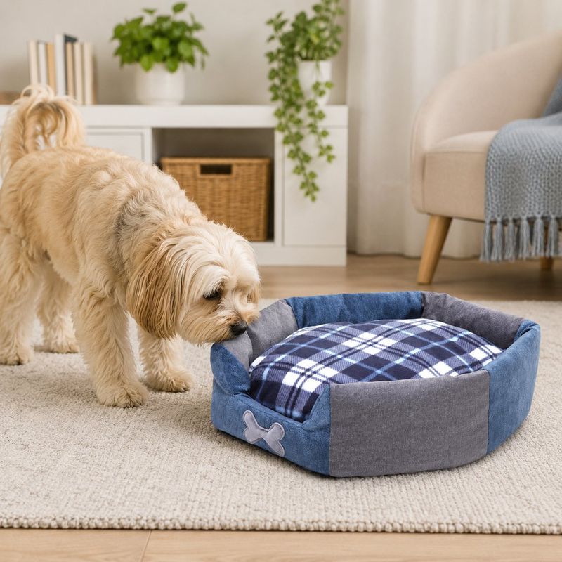Cama para Perro Tipo Nido Azul Talla S 20x19 Plg