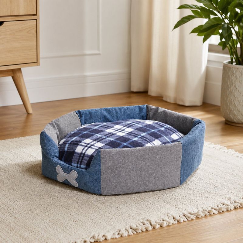 Cama para Perro Tipo Nido Azul Talla S 20x19 Plg