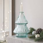 Candelero Decorativo Árbol de Vidrio Transparente Bajo