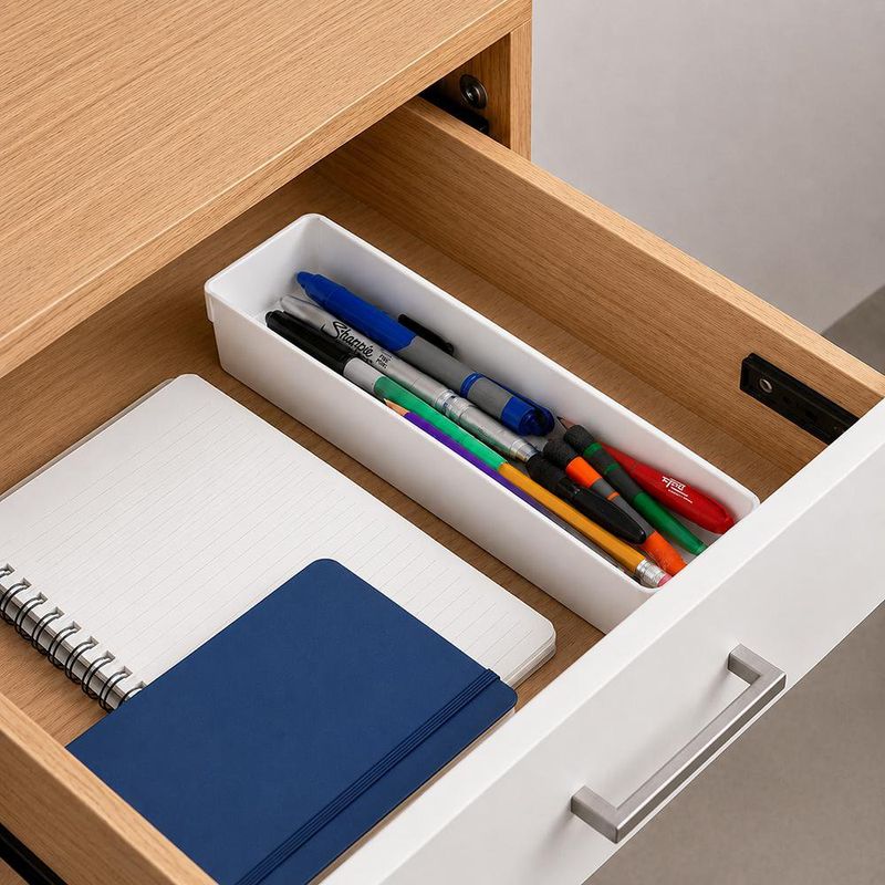 Organizador para Gaveta de Plástico Blanco Angosto de 38.1x7.6 Cm