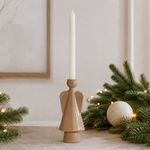 Candelero Decorativo Ángel de Vidrio Beige Sólido