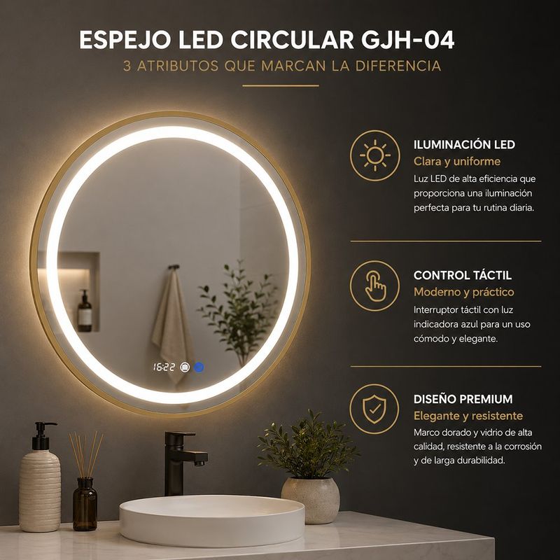 Espejo LED Circular Gjh-04 60x60 cm