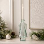 Candelero Decorativo Ángel de Vidrio Transparente Bajo