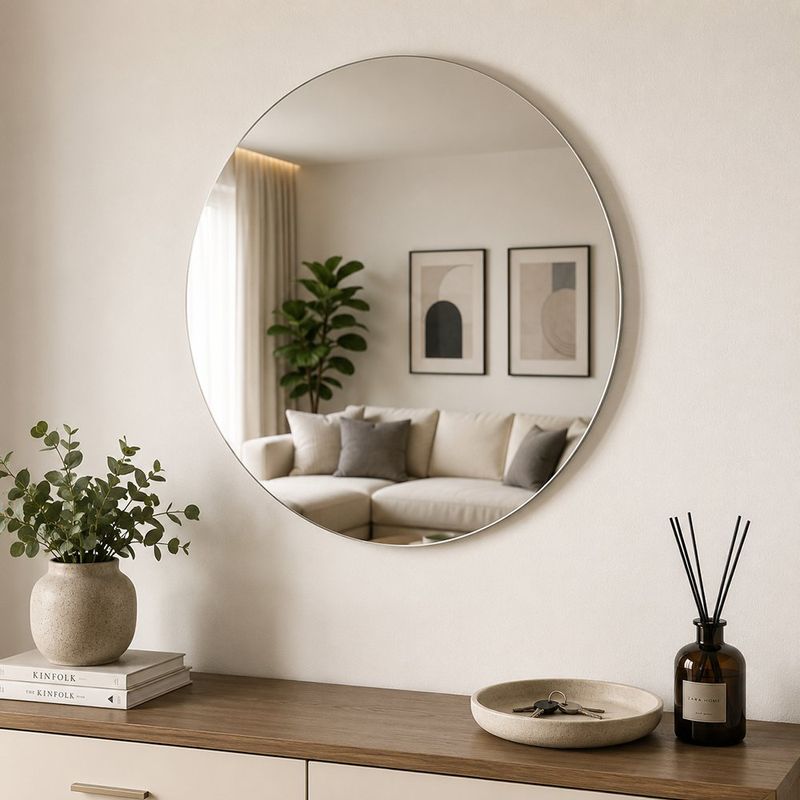Espejo Circular Liso sin Marco con Bordes Pulidos de 70x70 Cm