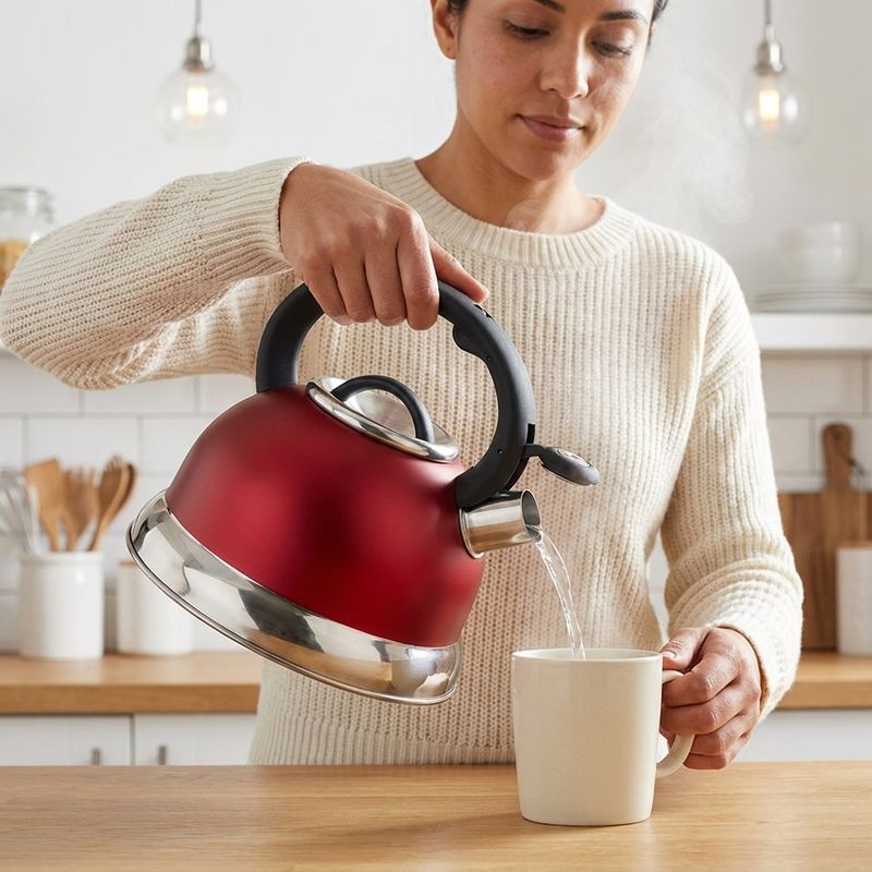 Tetera de Acero Inoxidable con Mango Ergonómico de 3 L Color Rojo