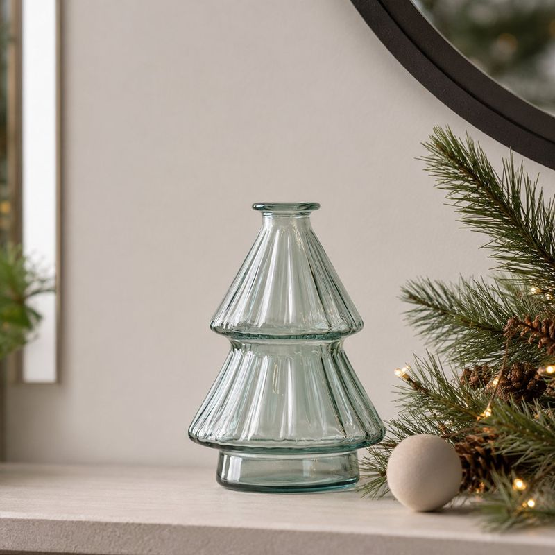 Candelero Decorativo Árbol de Vidrio Transparente Alto