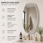 Espejo de Pared Tipo Barril Biselado Vidrio de Alta Claridad de 50x70 Cm