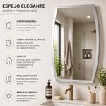 Espejo de Pared Tipo Barril Biselado Vidrio de Alta Claridad de 50x70 Cm