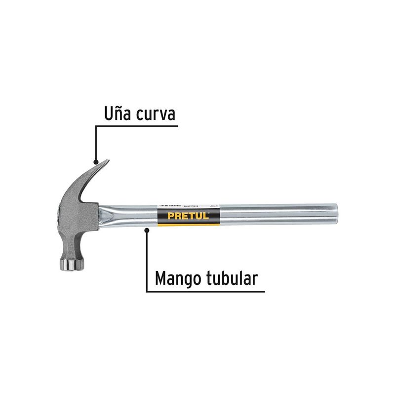 Martillo de Uña Recta 16 Oz con Mango Tubular