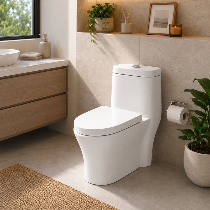 Sanitario de Una Pieza Fluid II OP Elongado Blanco con Descarga Dual