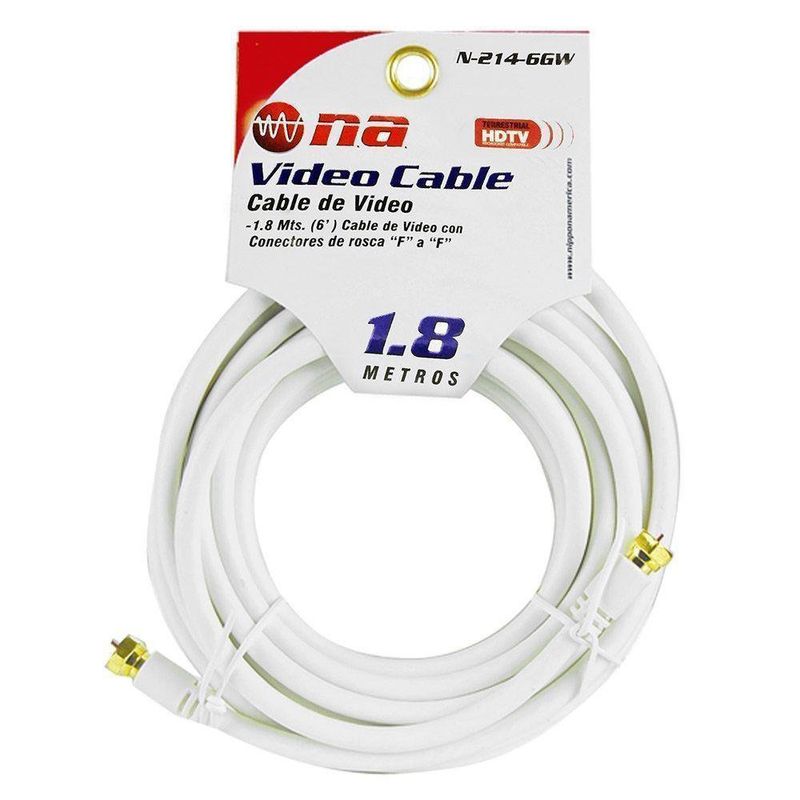 Cable Coaxial RG6 de 1.8 Metros en Color Blanco