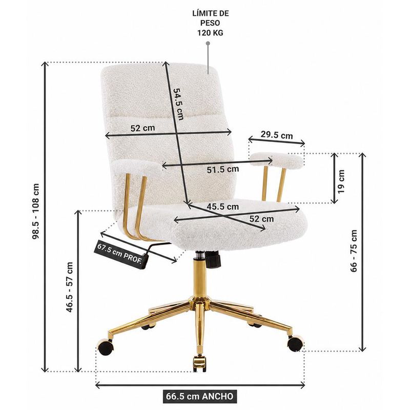 Silla de Oficina Estilo Ejecutivo Elegance Color Beige y Dorado