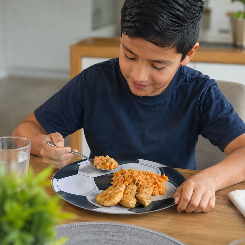 Plato para Cena de Melamina 26 Cm Diseño Mundial con Balón de Fútbol